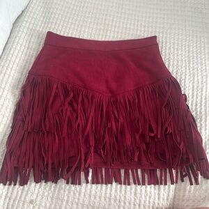 Altar’d State Maroon Fringe skirt size small